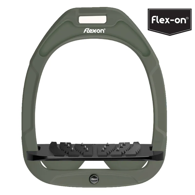 Flex-On Green Composite Stirrup - Inclined Ultra Grip - Olive Green 